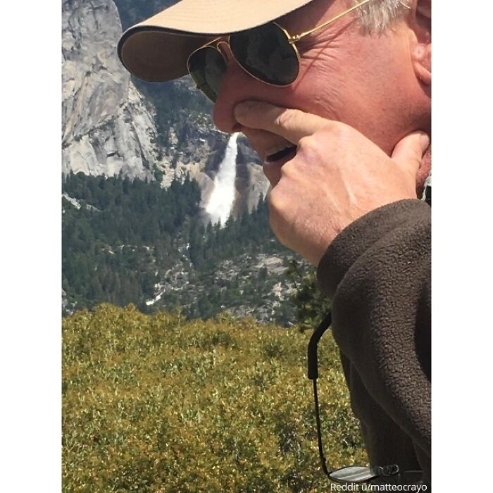 "My Dad Wanted To Take A Nice Picture With A Waterfall In Yosemite."⁠