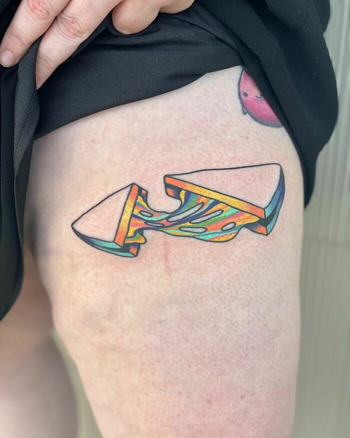 Trippy grilled cheese sandwich watercolor tattoo