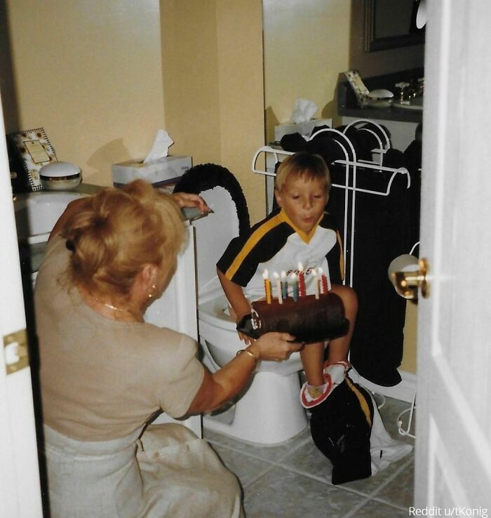"Looking Through Old Photos Of Me To Use For A Slideshow At My Wedding And Came Across This One Of My 7th Birthday. I Don’t Know Why This Is Happening"⁠