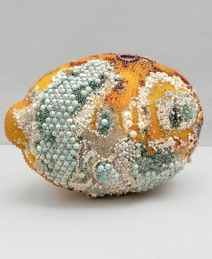 Artist Kathleen Ryan Creates Large Sculptures Of Rotting And Moldy Fruit Using Glass Beads And Semi Precious Stones