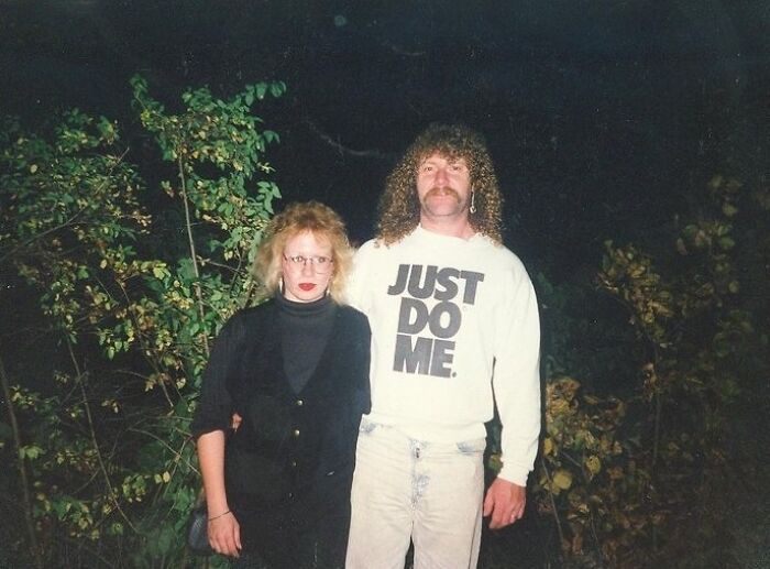 “This Is A Photo Of My Ma And Pop Out On A Date In The ’80s. My Mom Must Have Followed The Instructions On My Father’s Shirt, Because 9 Months Later I Was Born!”⁠ ⁠