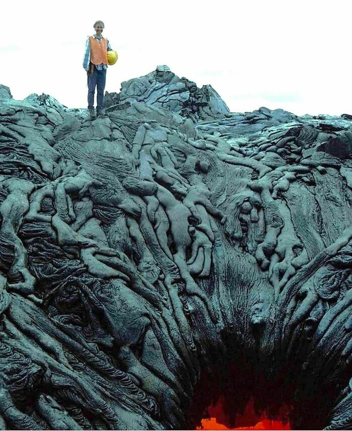 No. Not Demons Being Cast Into An Inferno. What These Photos Show Are Masses Of Different Lava Flows That Have Dripped Into A Lava Skylight