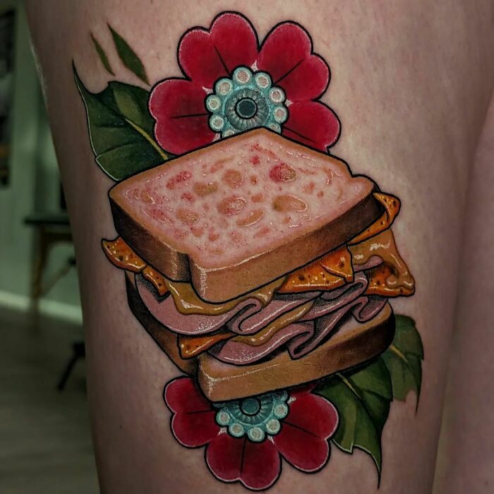 Watercolor sandwich tattoo