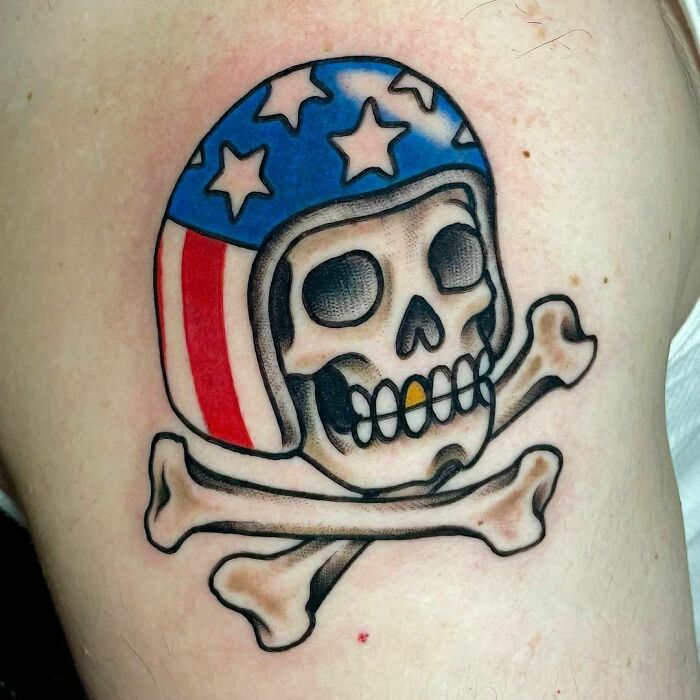 American traditional skull tattoo