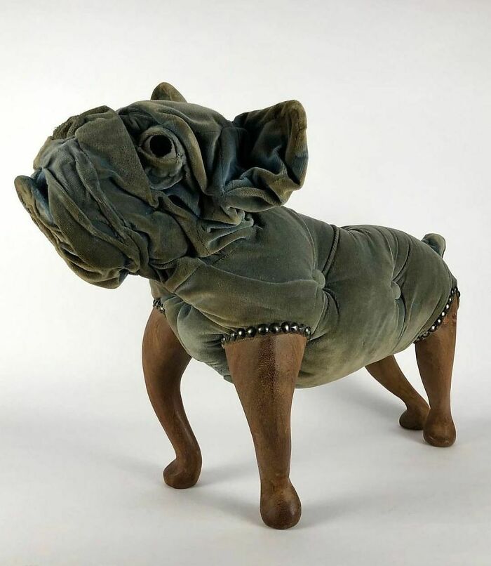 Outrageous And Creative Vintage Bulldog Fashioned From An Ordinary Foot Stool