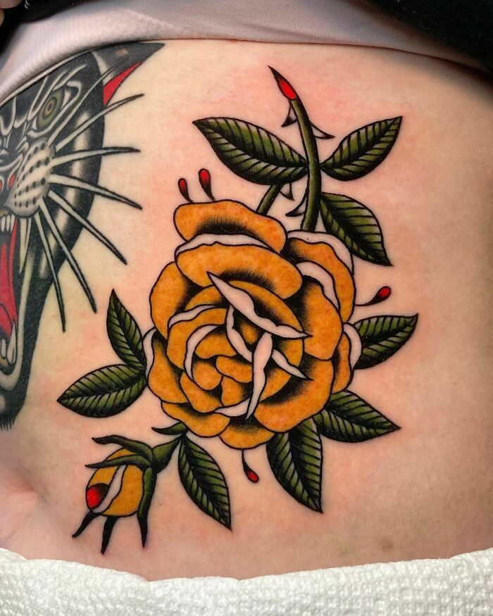 American Traditional Flower Tattoo
