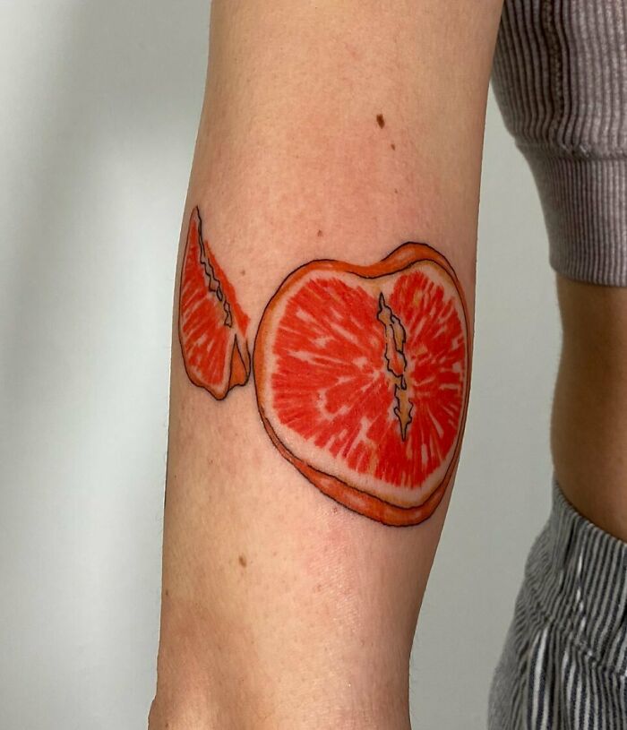 Orange citrus fruit watercolor tattoo