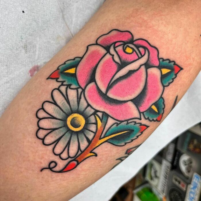 American traditional rose tattoo