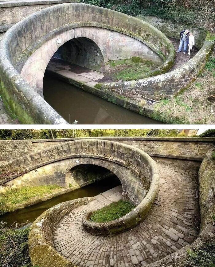 Puente de la Serpiente en el Canal de MacClesfield en Atsbury, Inglaterra