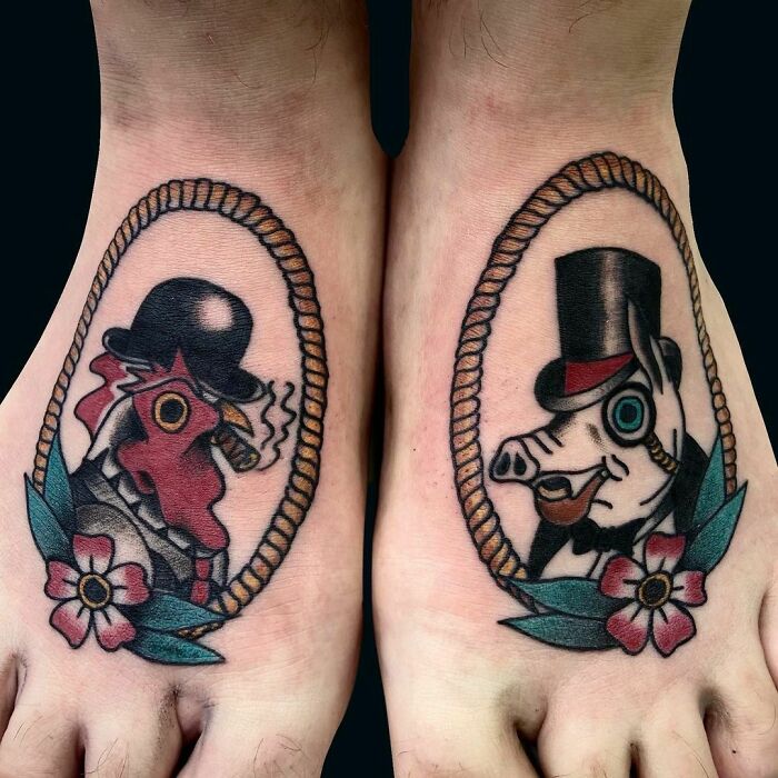 Traditional Foot Tattoos For Doug!
