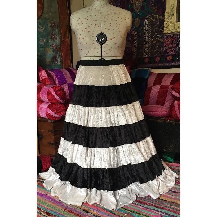 8 Of My Handmade Full Length, Full Circle Striped Velvet Skirts