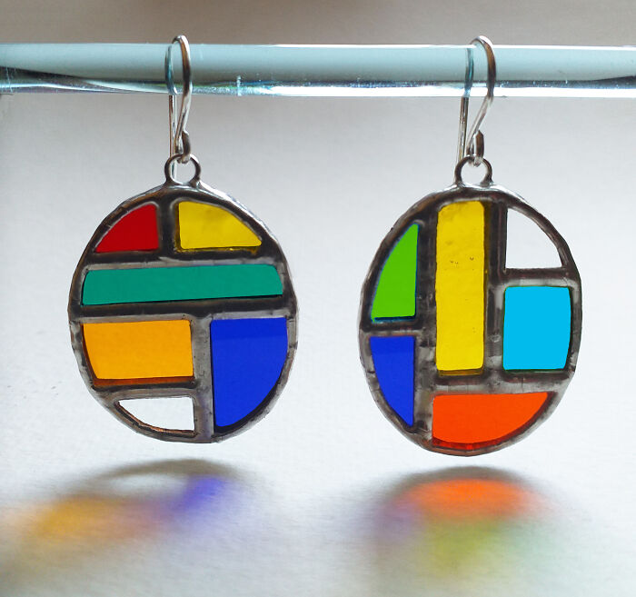 The Sun Makes My Stained Glass Earrings Even More Beautiful
