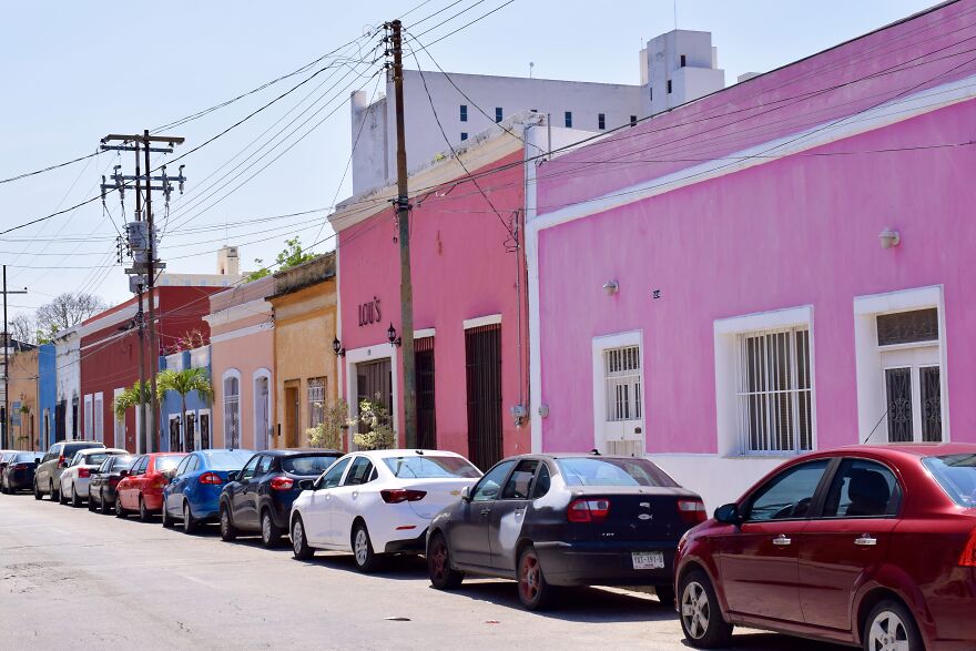 Vividly Painted Building Facades In Merida, Mexico