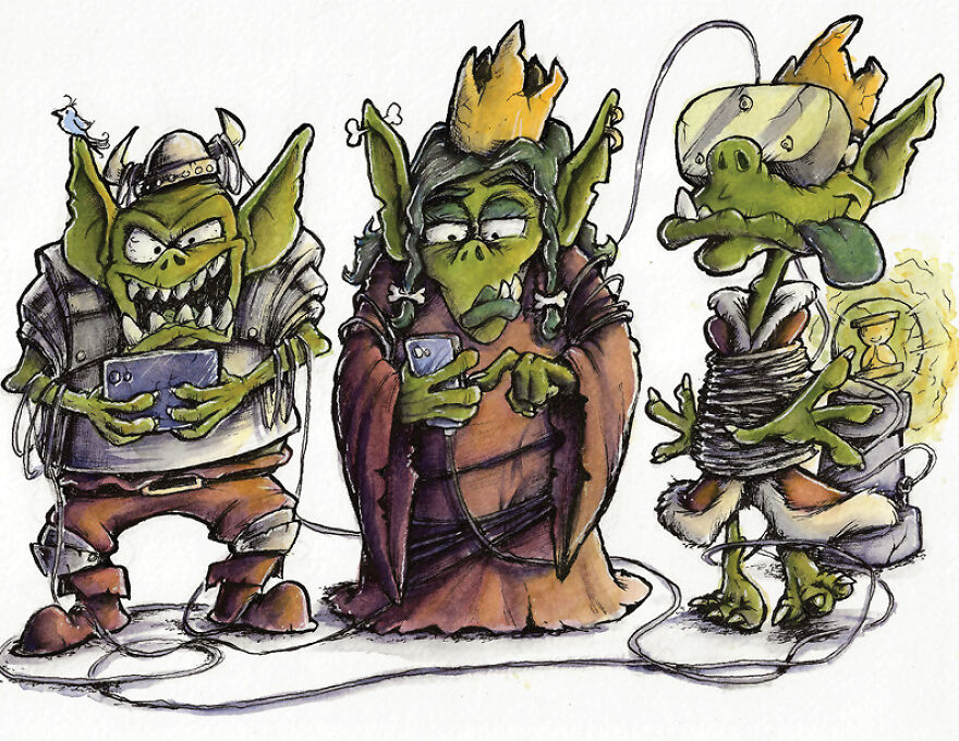 I Turned My Ink And Watercolor Paintings Of Fantasy Characters Into Playing Cards.