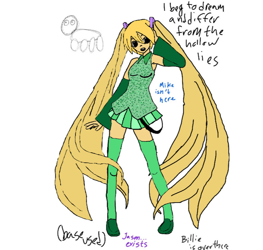 I Was Bored And Drew The Members Of Green Day Using A Hatsune Miku Base