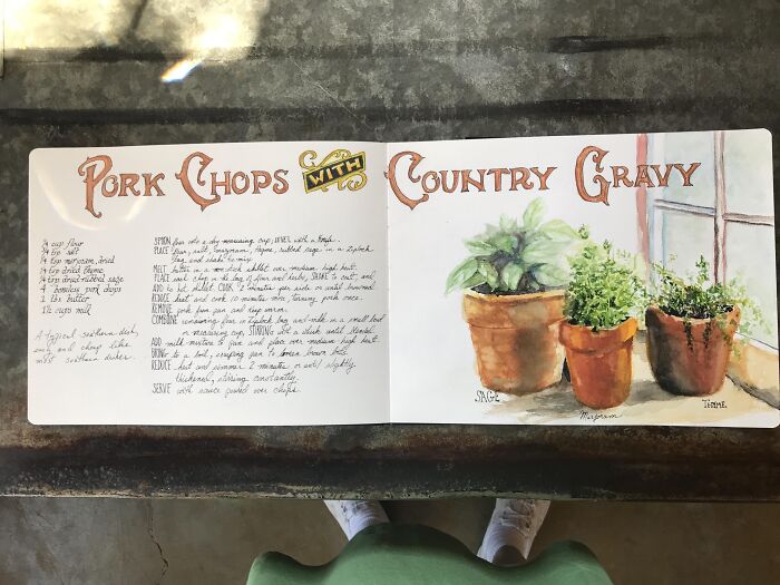 Hand-Lettered Family Cookbook With Watercolor Illustrations Made For My Son's Wedding Gift