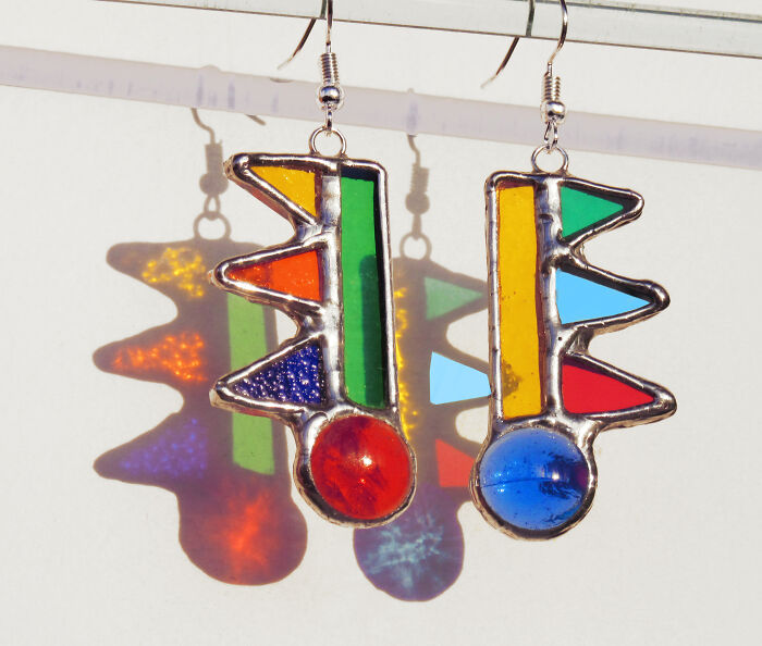 The Sun Makes My Stained Glass Earrings Even More Beautiful