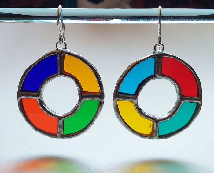 The Sun Makes My Stained Glass Earrings Even More Beautiful