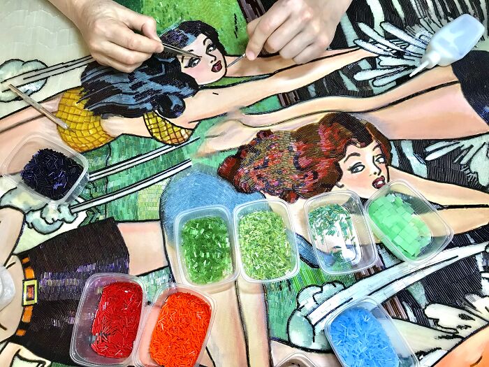 To Make The Paintings “Alive” I Cover Them With Glass Beads (17 Pics) To Make The Paintings “Alive” I Cover Them With Glass Beads (17 Pics)