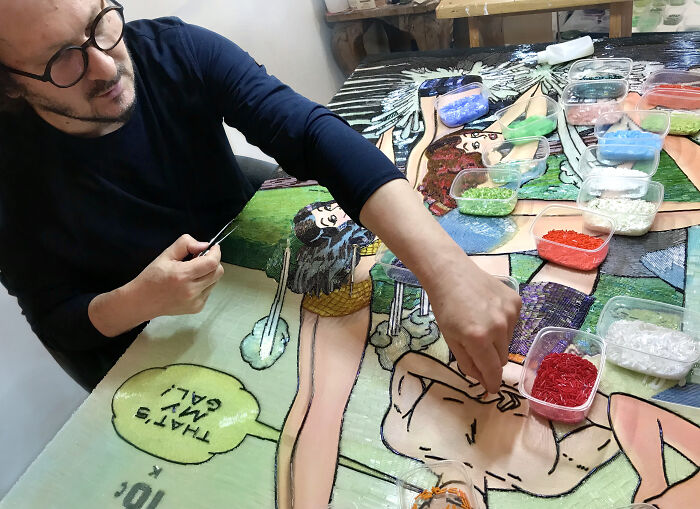 To Make The Paintings “Alive” I Cover Them With Glass Beads (17 Pics) To Make The Paintings “Alive” I Cover Them With Glass Beads (17 Pics)