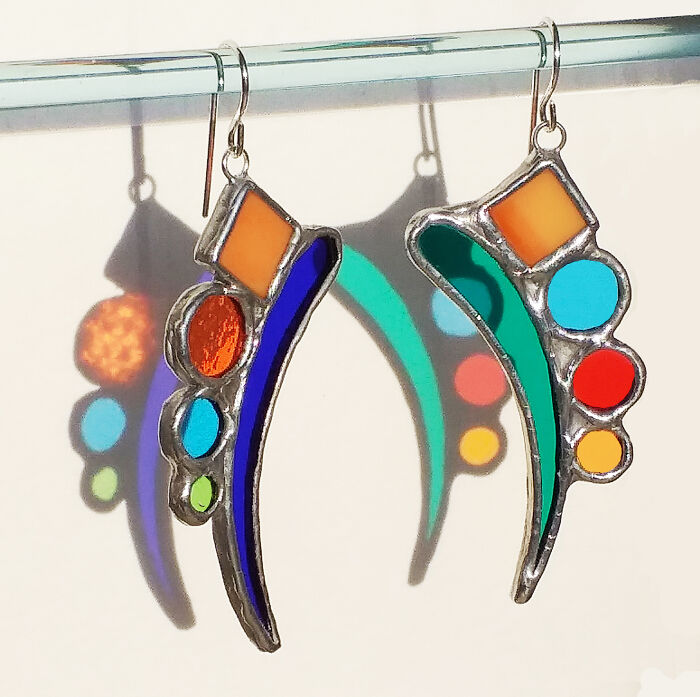 The Sun Makes My Stained Glass Earrings Even More Beautiful