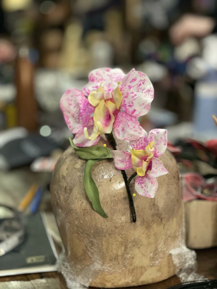 Student Work- White Orchid With Pink Spots