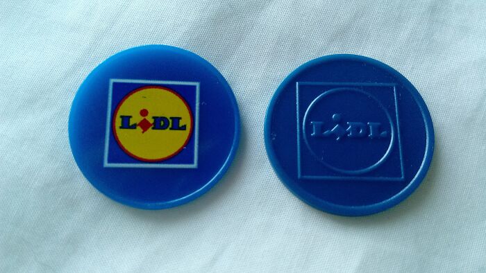Two blue LIDL cart coins 