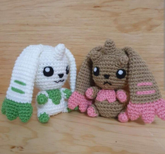 Crocheted Bunnies, Lillie And Fluffy