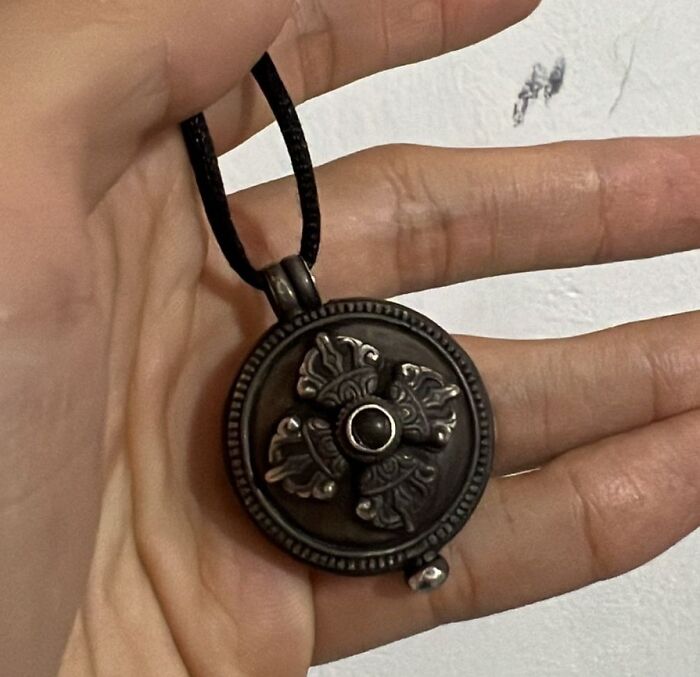 Blackened-Silver Locket Due To Its Age. It Was Given To Me By My Teacher To Keep My Allergic Medication Inside, In Case Of Emergency