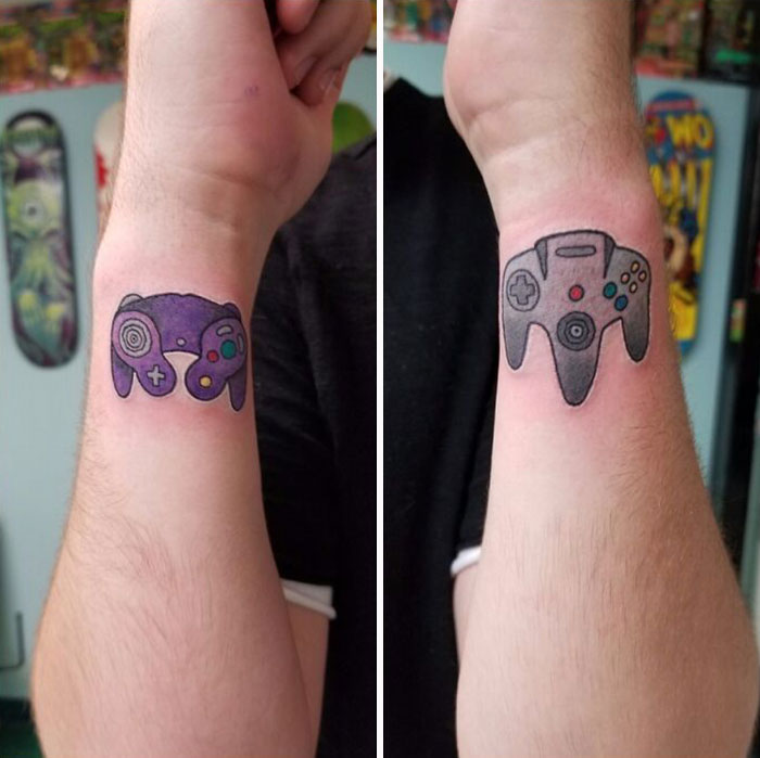 Two controllers on the side of wrists