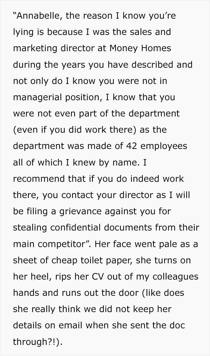 Person Rejects Job Candidate After Catching Her Lying About Her Experience, Meets Her At A Different Company As Her Boss Years Later Person Rejects Job Candidate After Catching Her Lying About Her Experience, Meets Her At A Different Company As Her Boss Years Later