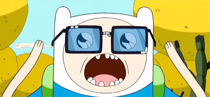 Finn the Human with glasses