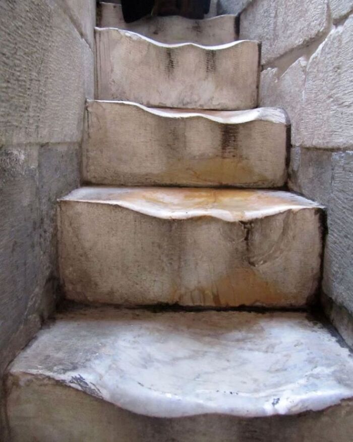 The Marble Stairs Of The Leaning Tower Of Pisa