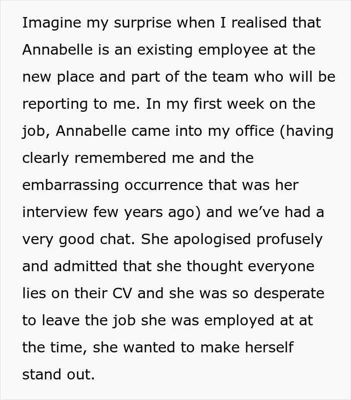 Person Rejects Job Candidate After Catching Her Lying About Her Experience, Meets Her At A Different Company As Her Boss Years Later Person Rejects Job Candidate After Catching Her Lying About Her Experience, Meets Her At A Different Company As Her Boss Years Later