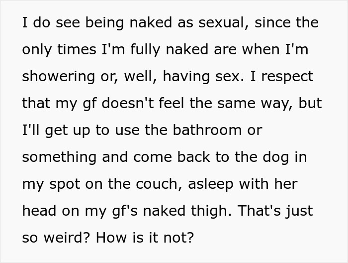 “[Am I The Jerk] For Being Uncomfortable With My GF Being Naked Around Her Dog?”
