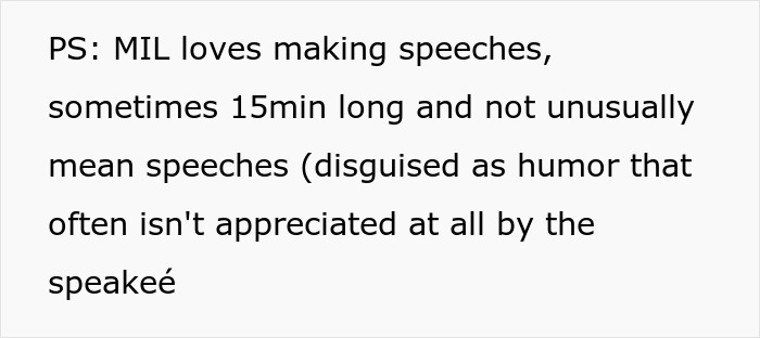 Bride Furious With MIL For Going Against The ‘No Speech’ Rule At Wedding And Ignores Her, Drama Ensues Bride Furious With MIL For Going Against The ‘No Speech’ Rule At Wedding And Ignores Her, Drama Ensues