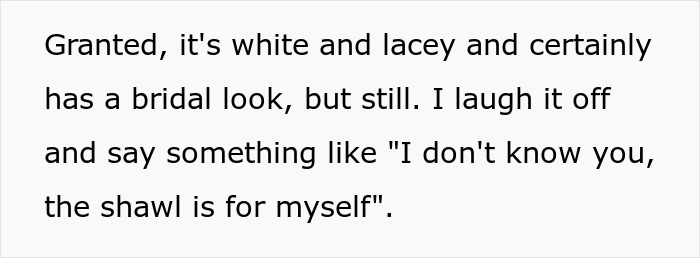Random Hotel Guest Knits Shawl In The Lobby, A Bride Enters And Demands It As A Wedding Present Random Hotel Guest Knits Shawl In The Lobby, A Bride Enters And Demands It As A Wedding Present