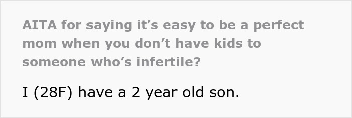 Brother’s Infertile Girlfriend Keeps Making Judgy Comments Regarding This Woman's Parenting, She Can’t Take It Anymore And Snaps Back Brother’s Infertile Girlfriend Keeps Making Judgy Comments Regarding This Woman's Parenting, She Can’t Take It Anymore And Snaps Back