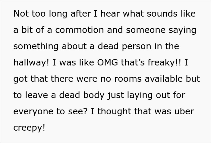 “The Dead Body They Were Talking About Was ME”: Woman Freaks Out Patients In Hilarious Malicious Compliance “The Dead Body They Were Talking About Was ME”: Woman Freaks Out Patients In Hilarious Malicious Compliance