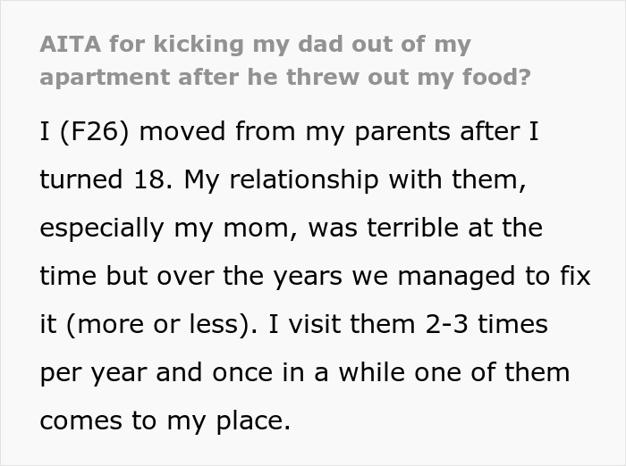 Father Tosses Out All Of 26 Y.O. Daughter’s Food That He Decides To Be “Unsuitable” Bringing Her To Tears, So She Asks Him To Leave