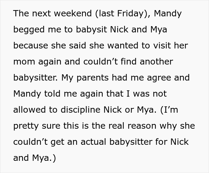 Person Gets Told Off For Disciplining SIL’s 2 Young Kids, Allows Them To Wreak Absolute Hell At Home Next Time They Babysit Person Gets Told Off For Disciplining SIL’s 2 Young Kids, Allows Them To Wreak Absolute Hell At Home Next Time They Babysit