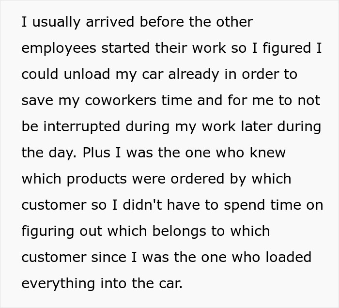"You Don't Want Me To Unload My Car? Great!": Employee Agrees With Coworker Insisting He Shouldn't Help Unload His Car "You Don't Want Me To Unload My Car? Great!": Employee Agrees With Coworker Insisting He Shouldn't Help Unload His Car