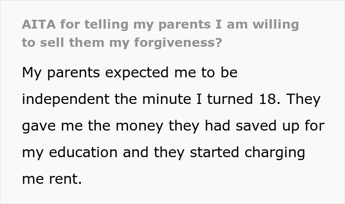 Parents Demand 18-Year-Old Son Start Acting Like An Adult, He Goes No-Contact And Offers To Sell Parents His Forgiveness 16 Years Later