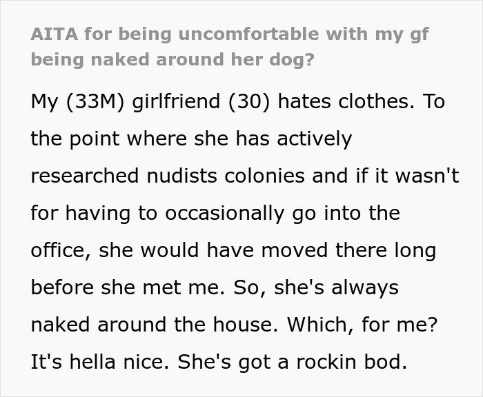 “[Am I The Jerk] For Being Uncomfortable With My GF Being Naked Around Her Dog?”