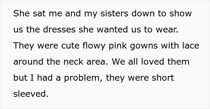 Family Drama Ensues As This Woman Decides Not To Attend Her Sister’s Wedding, Not Willing To Comply With The Strict Dress Code She Dislikes Family Drama Ensues As This Woman Decides Not To Attend Her Sister’s Wedding, Not Willing To Comply With The Strict Dress Code She Dislikes