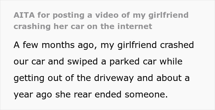 Man Sees Nothing Wrong With Sharing Videos Of His Girlfriend Crashing Her Car, The Internet Brings Him Back To Earth
