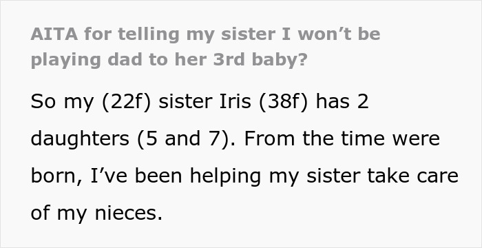 Woman Tells Sister Her Husband Needs To Step Up With His Parenting Since She Won't Be Watching Their Kids Anymore, She Finds It Outrageous Woman Tells Sister Her Husband Needs To Step Up With His Parenting Since She Won't Be Watching Their Kids Anymore, She Finds It Outrageous
