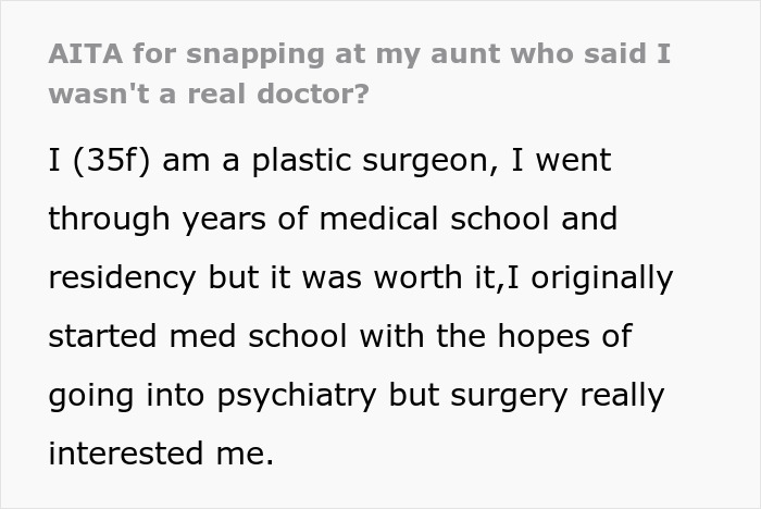 “She’s Not In Medical School, She’s Too Dumb”: Aunt Worships Her Nurse Daughter While Degrading Plastic Surgeon Niece, Gets Put In Place