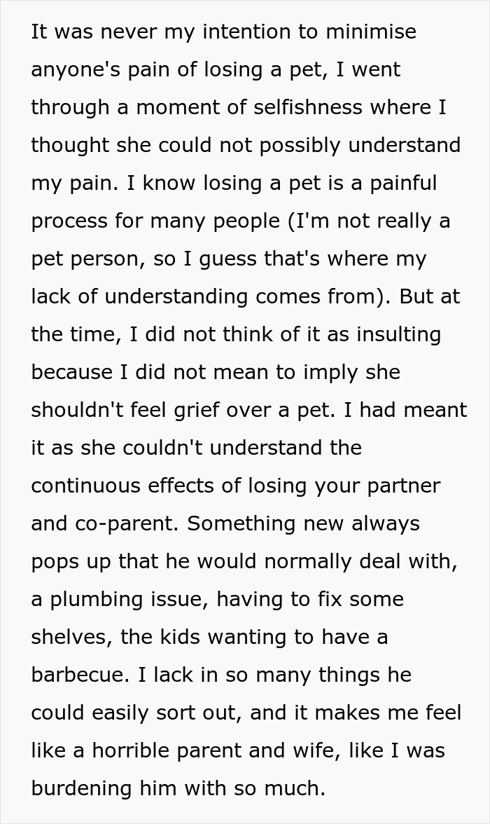“A Dog Is Not The Same As A Husband”: Woman Loses Patience With Her Sister For Nonstop Comparisons Of Their Losses “A Dog Is Not The Same As A Husband”: Woman Loses Patience With Her Sister For Nonstop Comparisons Of Their Losses
