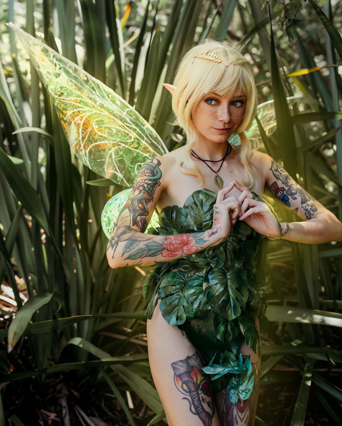 Person cosplaying Tinkerbell